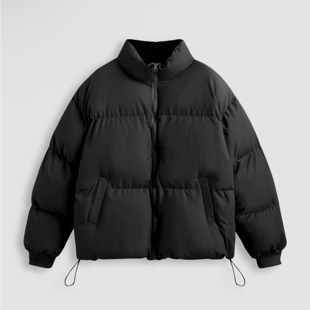 Cider Solid Zip Up Stand Collar Puffer Jacket - B… - image 1